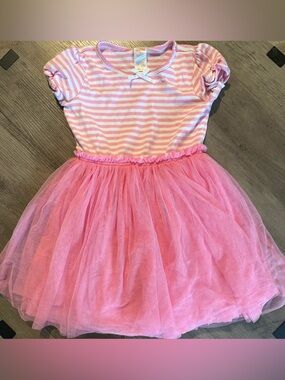 Gymboree Pink Striped Top with Pink Tulle Skirt Dress. Size 6.